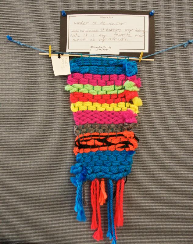 Aelexandra Derrig's piece is called "Wonder of the Weaving." She wrote about it, "It expressed my feelings and it is my favorite piece out of all my artwork." BY GEORGIA SPARLING